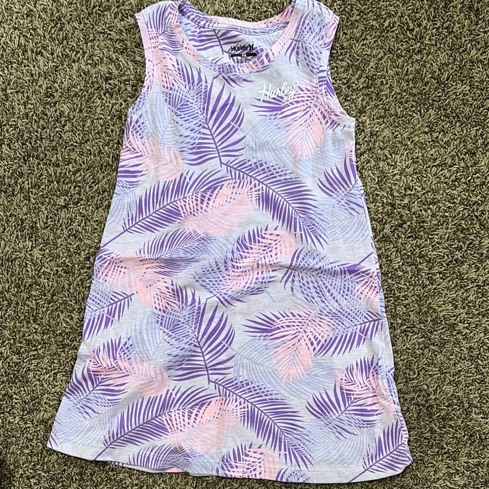 Hurley Purple and Pink Leaf Print Tee